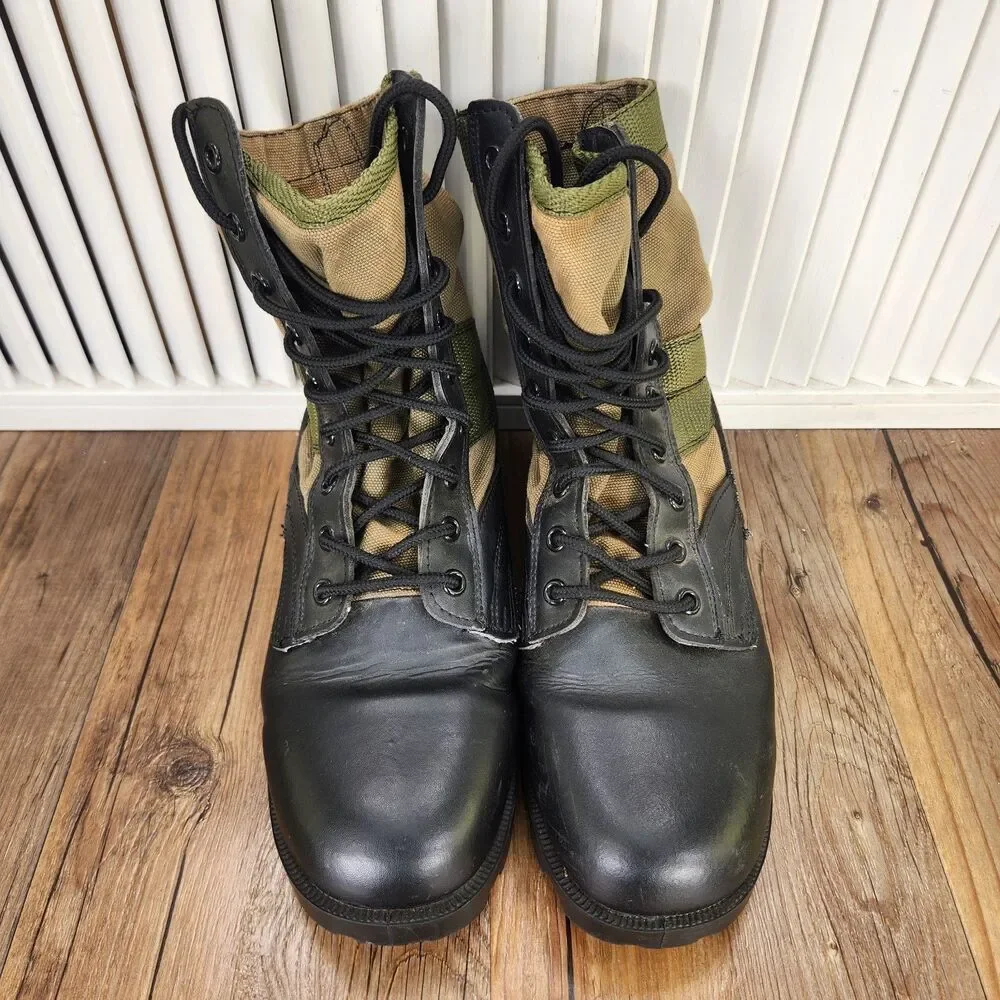 Rothco Jungle Boots Mens Size 8W Wide Green Canvas Black Leather Combat Military